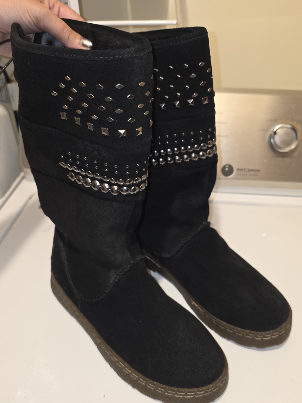 BearPaw Silverthorne Black Studded Mid-Calf Boots